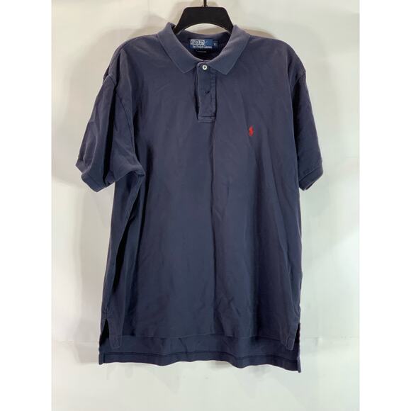 POLO BY RALPH LAUREN Men's Navy Textured Regular-Fit Short Sleeve Polo SZ XL - Picture 1 of 13